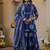 Blue cotton floral printed ethnic kurta set with dupatta