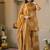 Yellow cotton floral printed ethnic kurta set with dupatta