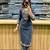 Blue cotton embroidered thread work ethnic kurta set with dupatta