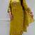 Yellow cotton embroidered thread work ethnic kurta set with dupatta