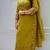 Yellow cotton embroidered thread work ethnic kurta set with dupatta
