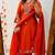 Orange cotton embroidered thread work ethnic kurta set with dupatta