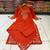 Orange cotton embroidered thread work ethnic kurta set with dupatta