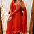 Orange cotton embroidered thread work ethnic kurta set with dupatta