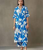 women floral printed smart office kurta with trousers