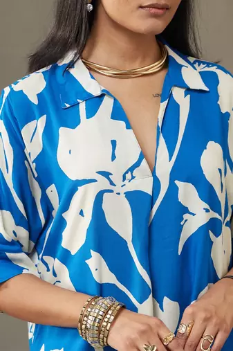 women floral printed smart office kurta with trousers