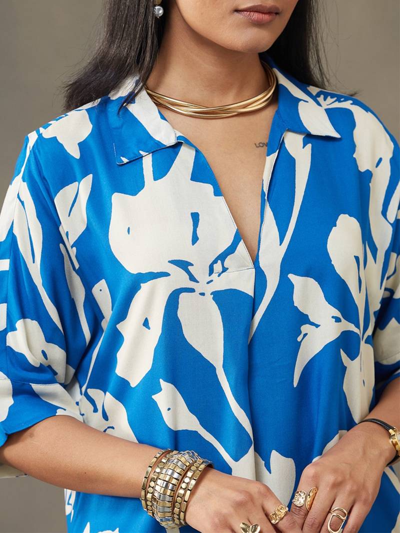 women floral printed smart office kurta with trousers