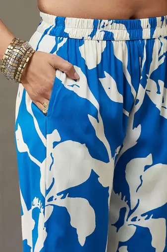 women floral printed smart office kurta with trousers