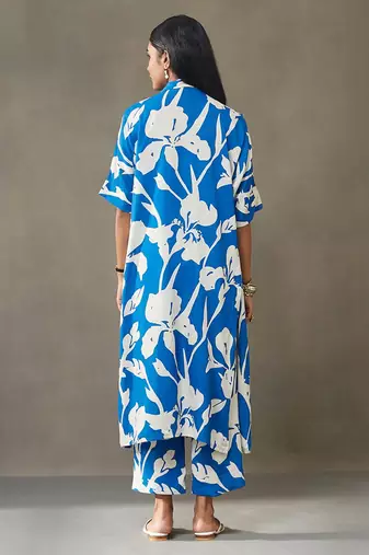 women floral printed smart office kurta with trousers