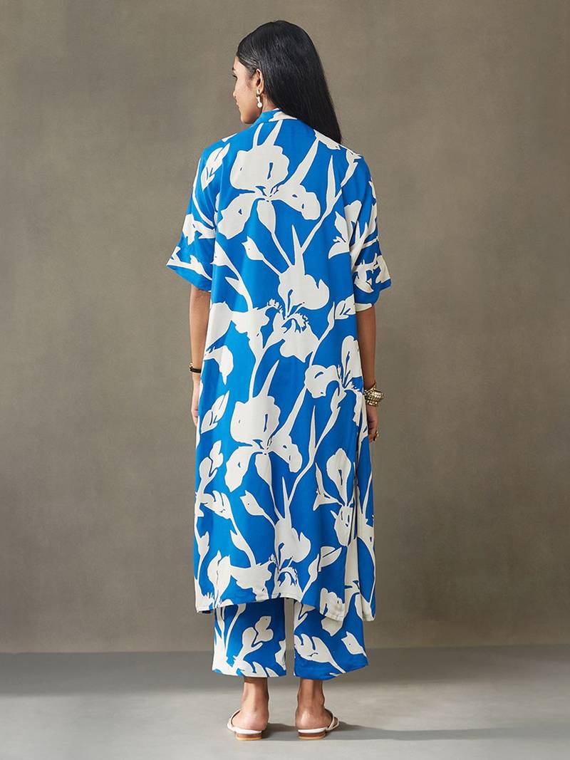 women floral printed smart office kurta with trousers