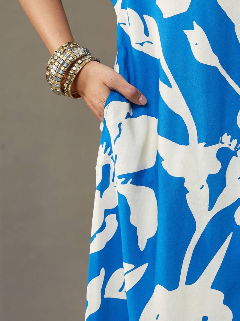 women floral printed smart office kurta with trousers