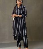 women printed smart office kurta with trousers