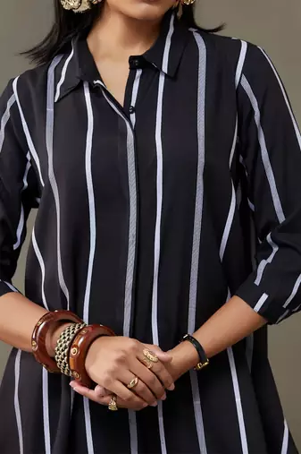 women printed smart office kurta with trousers