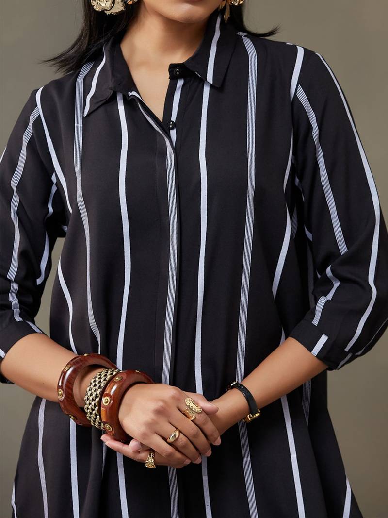 women printed smart office kurta with trousers