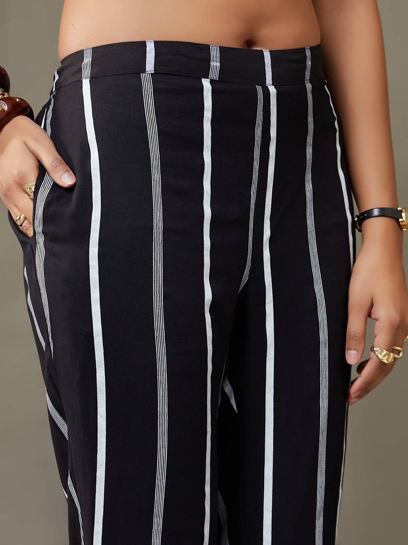 women printed smart office kurta with trousers