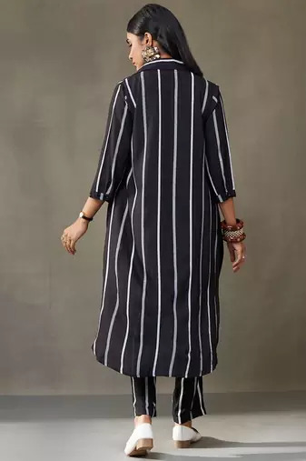 women printed smart office kurta with trousers