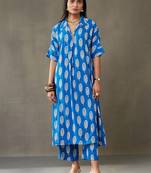 women ethnic motifs printed smart office kurta with trousers