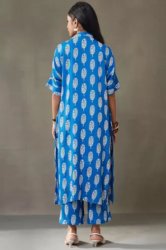 women ethnic motifs printed smart office kurta with trousers