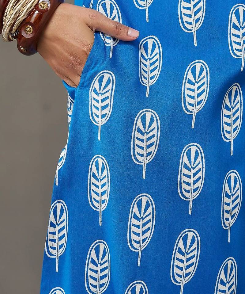 women ethnic motifs printed smart office kurta with trousers