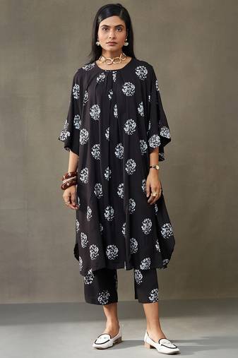 women floral printed smart office kurta with trousers