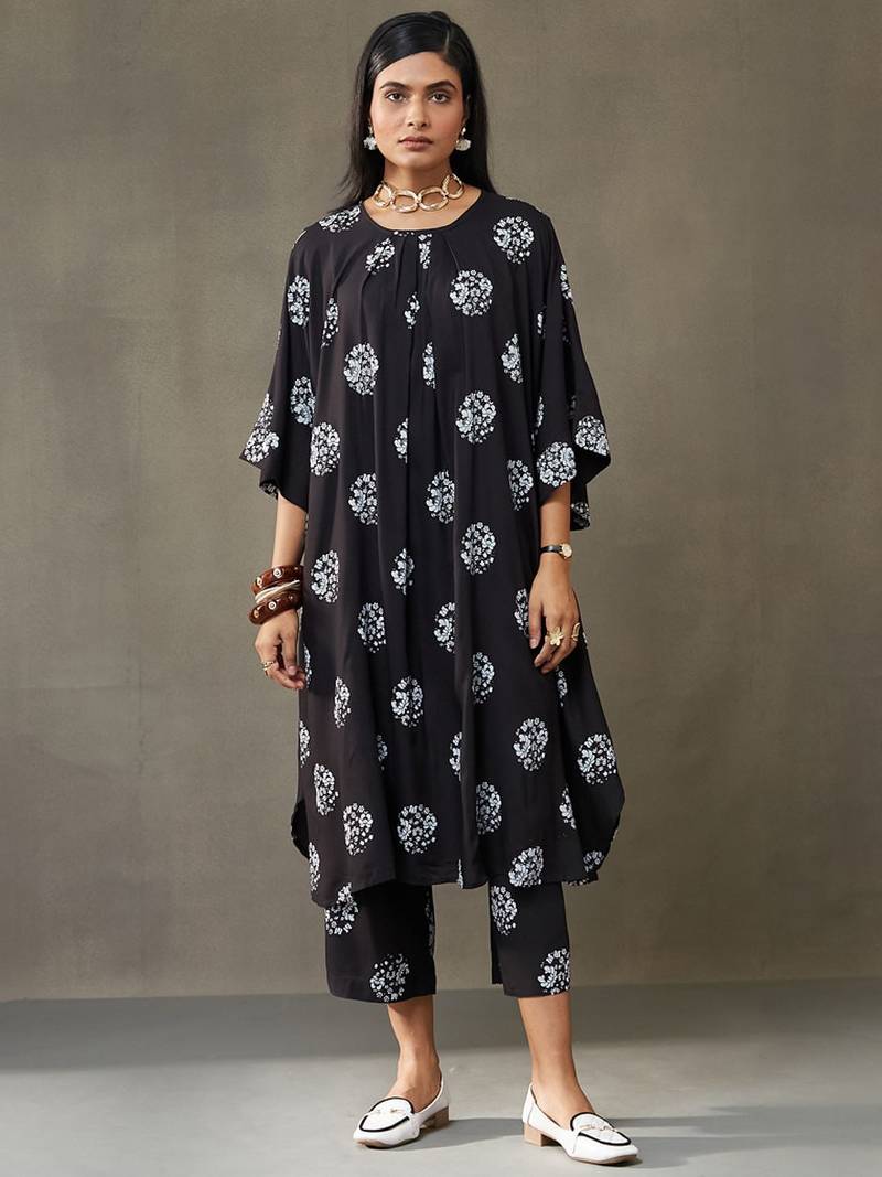 women floral printed smart office kurta with trousers