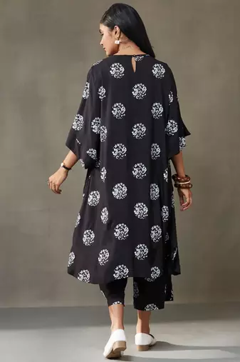 women floral printed smart office kurta with trousers