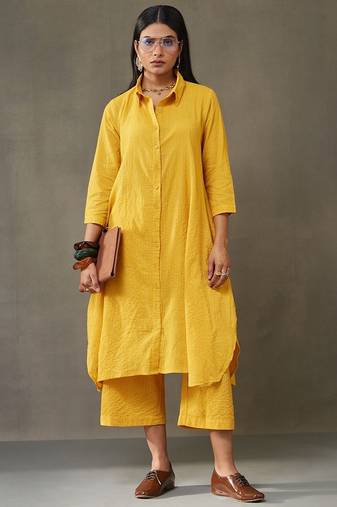 women cotton smart office kurta with trousers