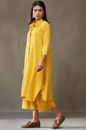 women cotton smart office kurta with trousers