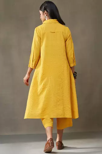 women cotton smart office kurta with trousers