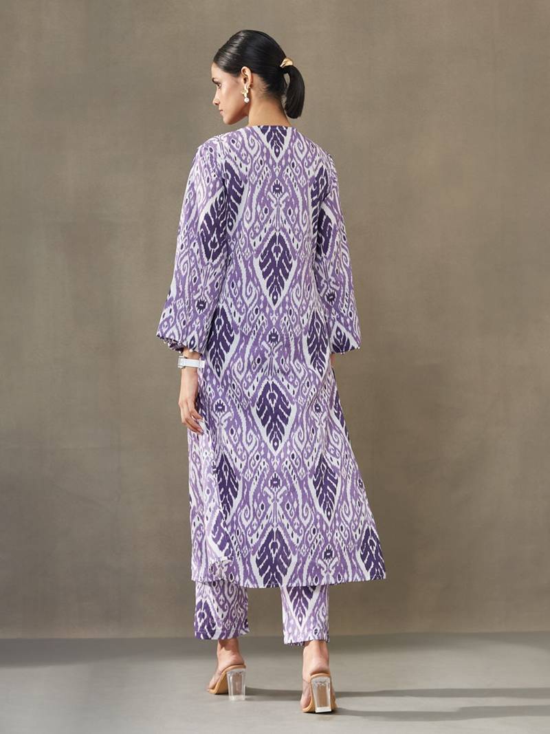 women ethnic motifs printed cotton smart office kurta with trousers