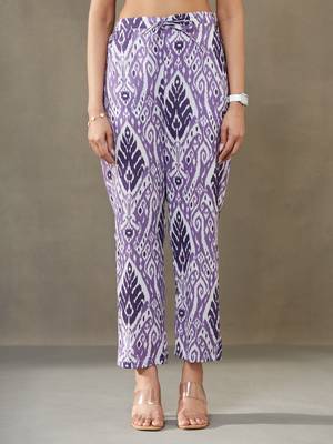 women ethnic motifs printed cotton smart office kurta with trousers 6