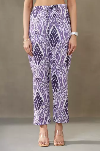 women ethnic motifs printed cotton smart office kurta with trousers