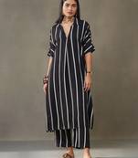 women cotton button-down smart office kurta with trousers