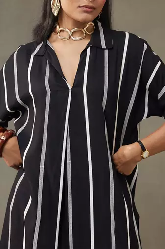 women cotton button-down smart office kurta with trousers