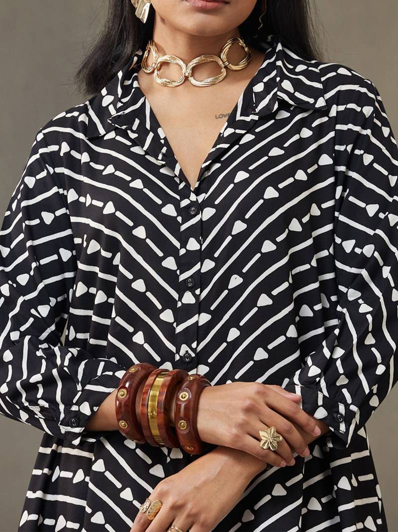 women cotton button-down smart office kurta with trousers