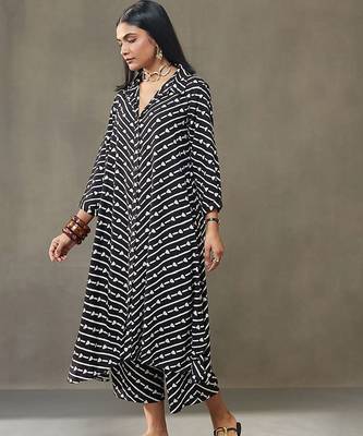 women cotton button-down smart office kurta with trousers 3