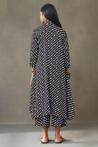 women cotton button-down smart office kurta with trousers