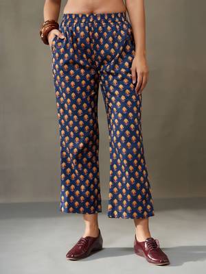 women ethnic motifs printed cotton smart office kurta with trousers 6
