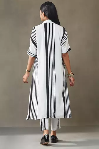 women printed smart office kurta with trousers