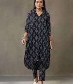 women printed cotton smart office kurta with trousers