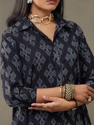 women printed cotton smart office kurta with trousers 2