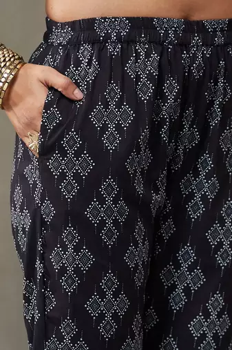 women printed cotton smart office kurta with trousers