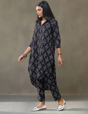 women printed cotton smart office kurta with trousers 4