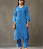 women printed smart office kurta with trousers