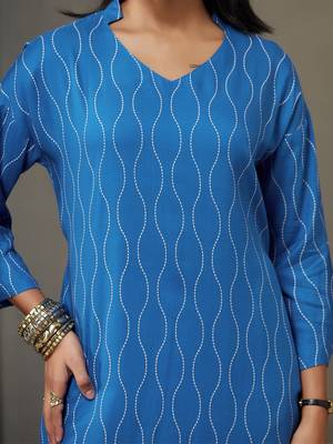 women printed smart office kurta with trousers 2