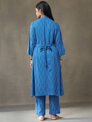 women printed smart office kurta with trousers 5