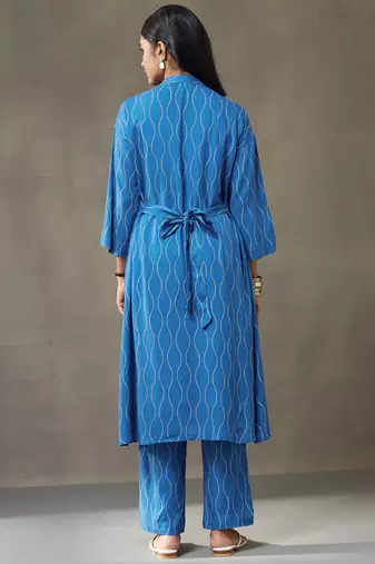 women printed smart office kurta with trousers