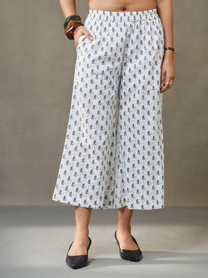 women floral printed cotton work tailored-fit kurti with palazzos 6