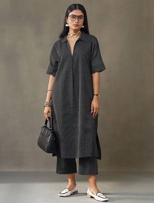 women kantha cotton smart office kurta with trousers 1