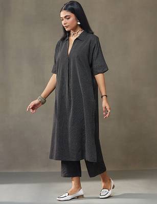 women kantha cotton smart office kurta with trousers 4